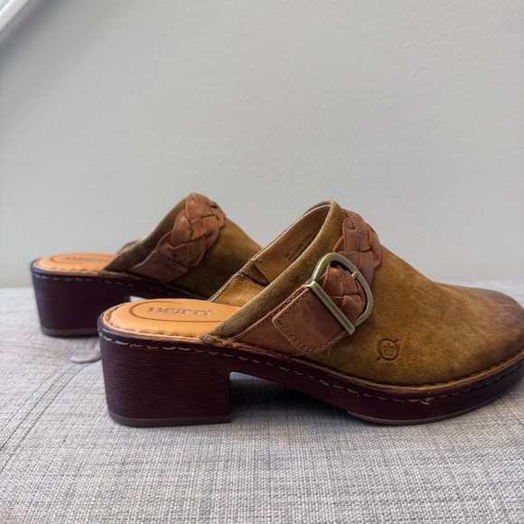 Børn Women's Tan Leather Mules with Braided Strap Size 9 - Picture 6 of 8